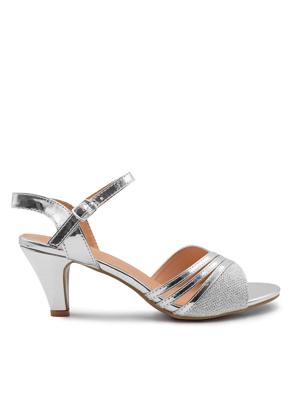 Where's That From Stormi Low Heel Sandals In Silver Glitter