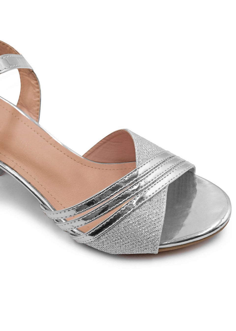 Where's That From Stormi Low Heel Sandals In Silver Glitter