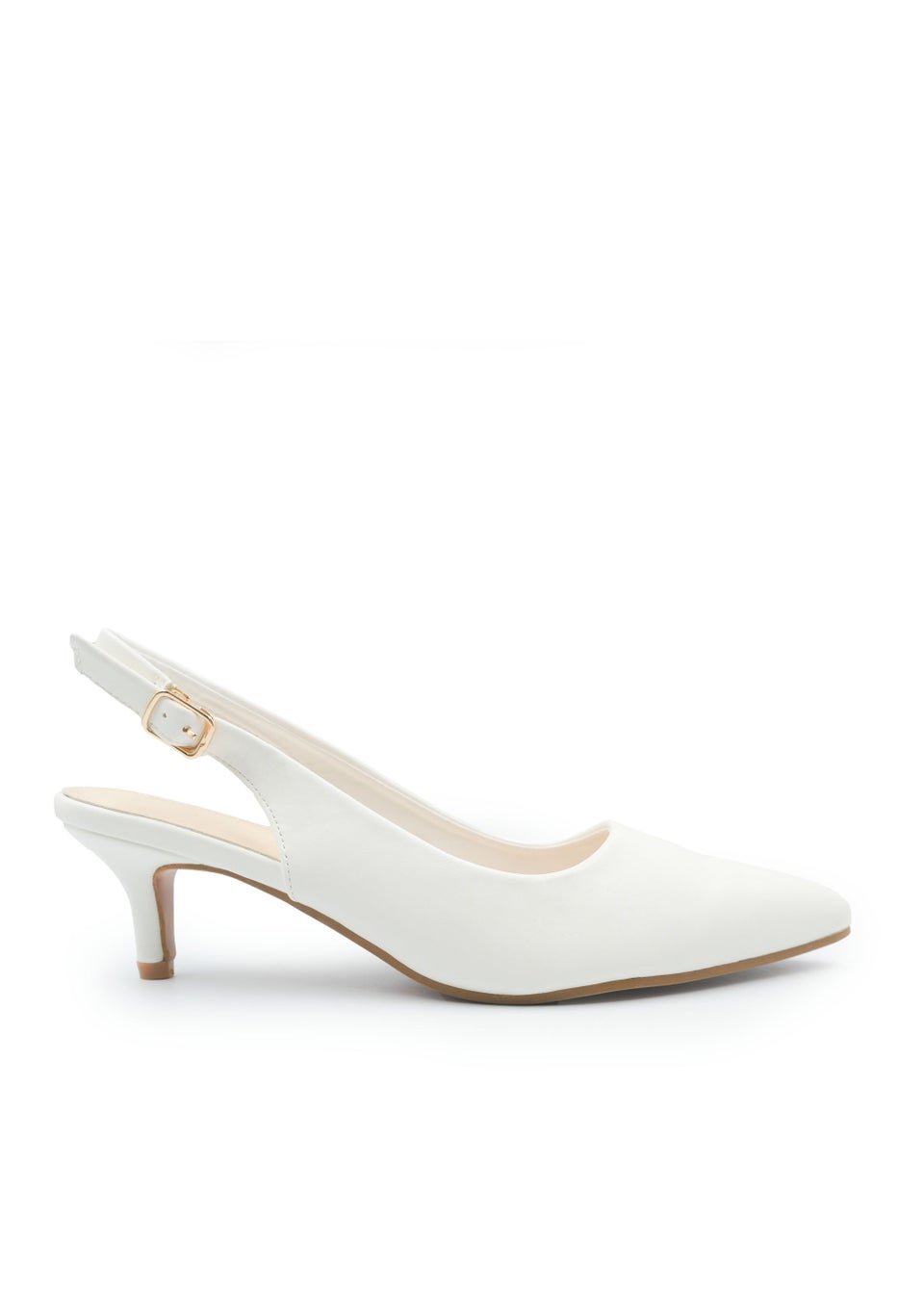 Where's That From White Quentin Low Kitten Heels - Matalan