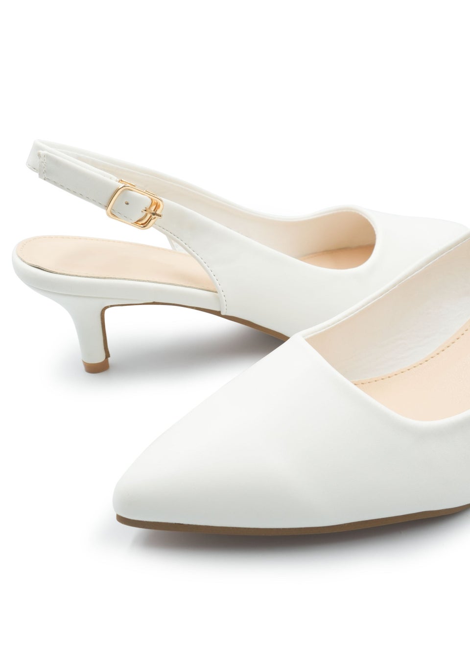 Where's That From White Quentin Low Kitten Heels - Matalan