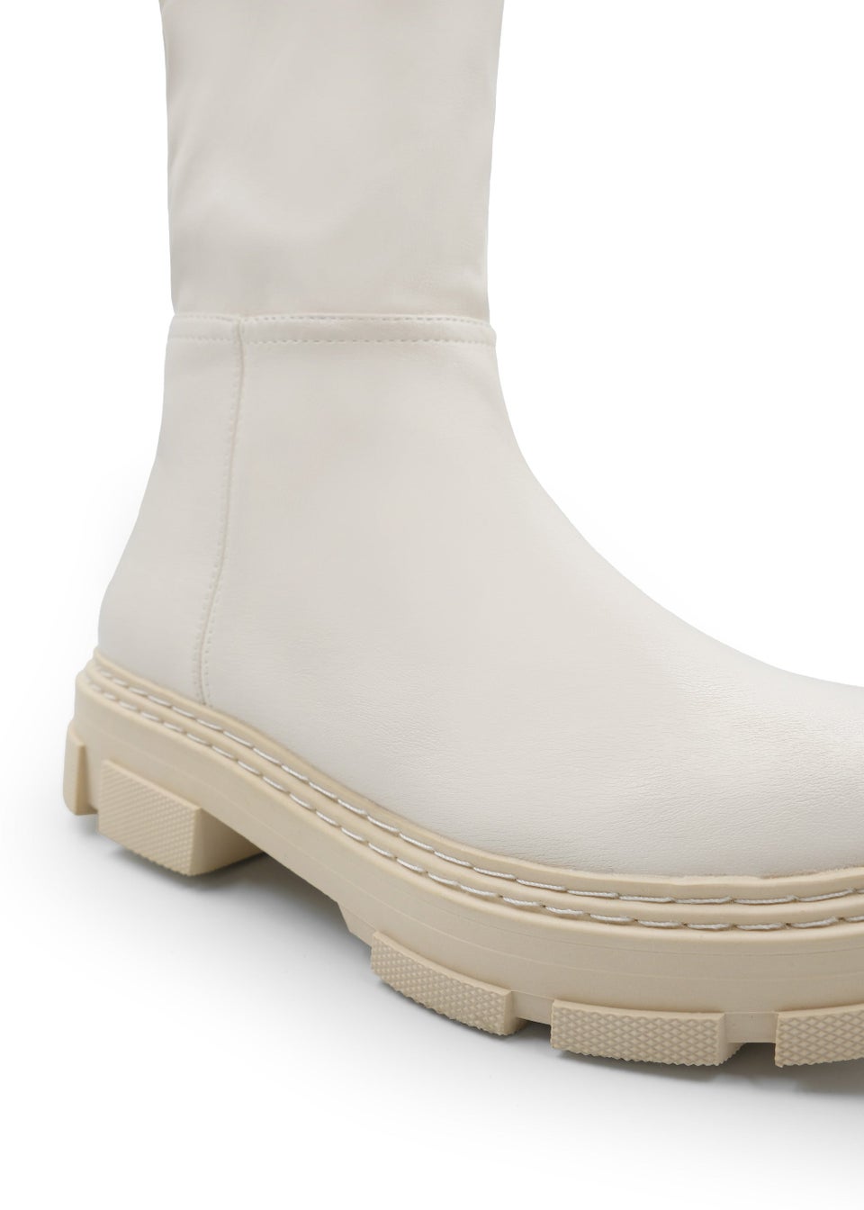 Where's That From Ivory Cream Pu Nevaey Platform Calf Boots