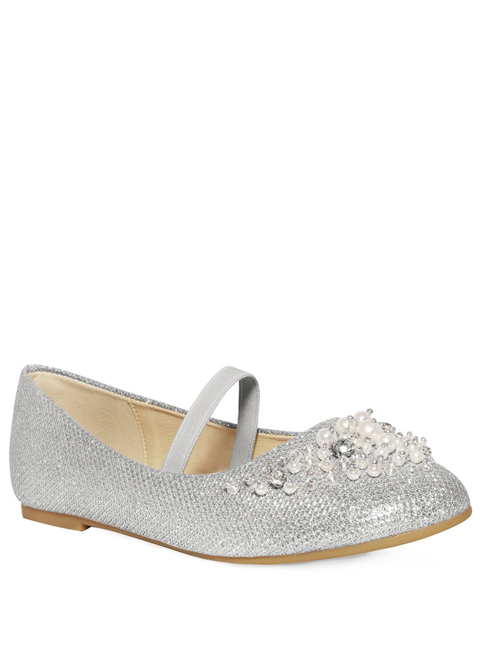 Where's That From Silver Libbie Kids Diamante Embellished Platform Shoes