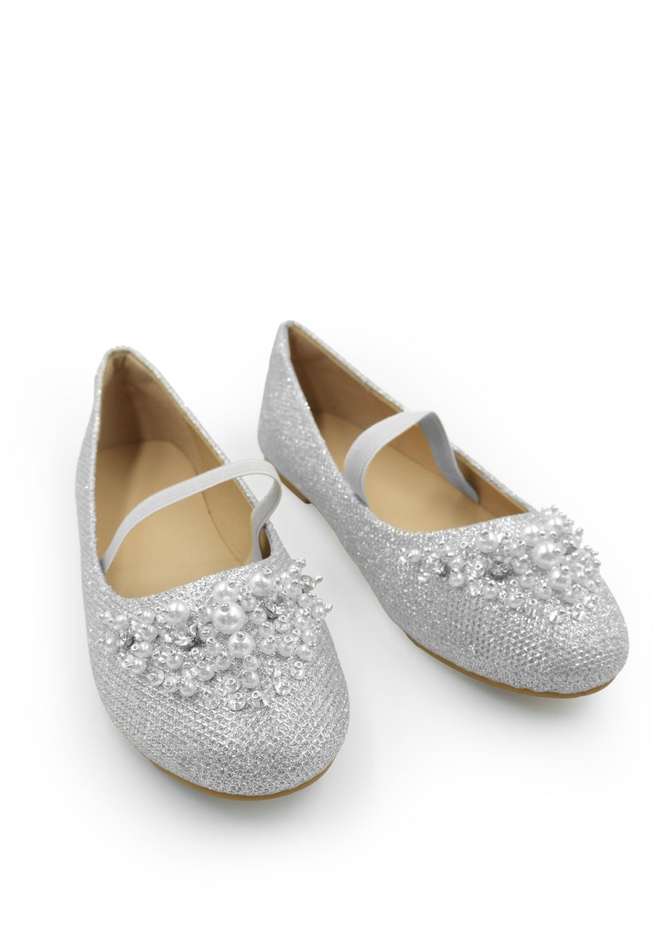 Where's That From Silver Libbie Kids Diamante Embellished Platform Shoes