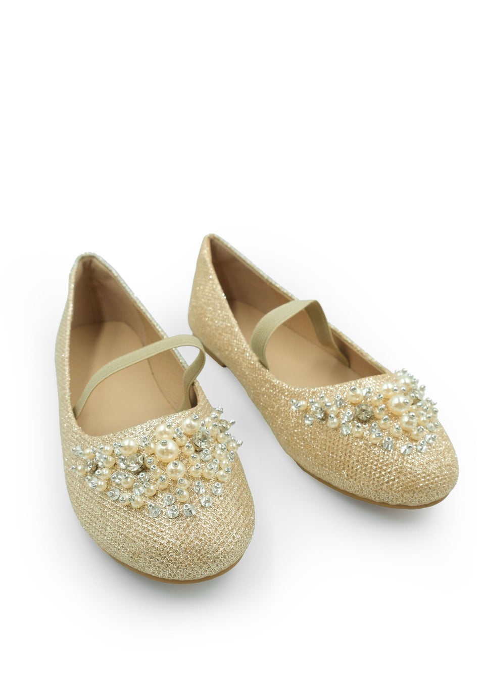 Where's That From Gold Libbie Kids Diamante Embellished Platform Shoes Matalan