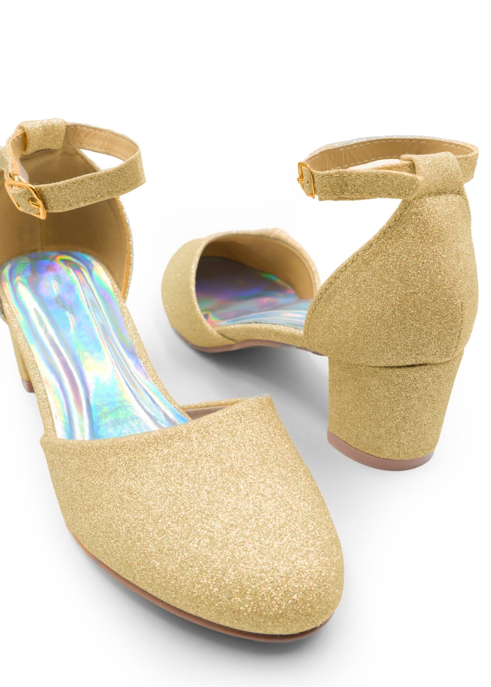 Where's That From Gold Glitter Abena Kids Mid Heel Sandals