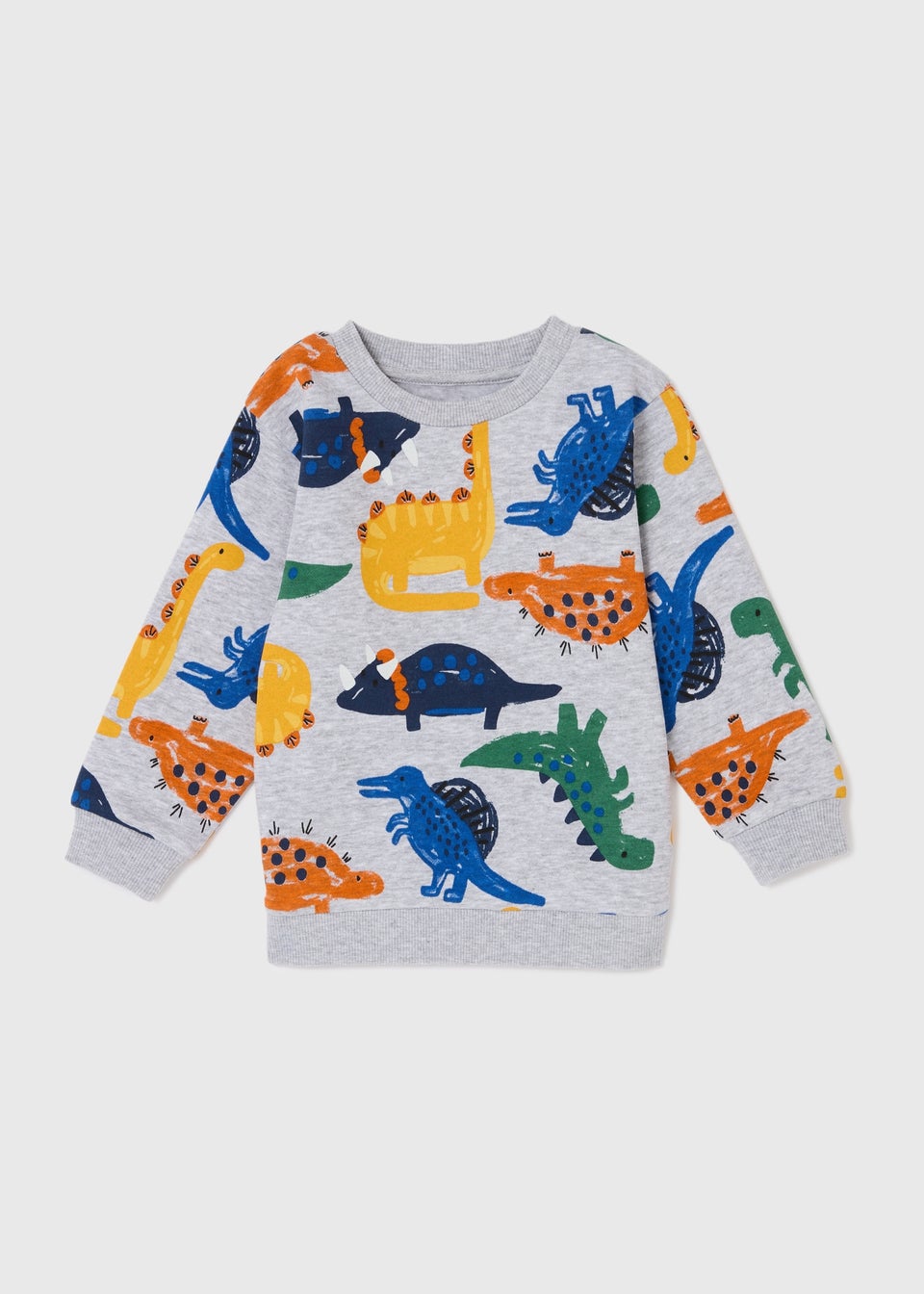 Boys Grey Dino Print Sweatshirt (1-7yrs)