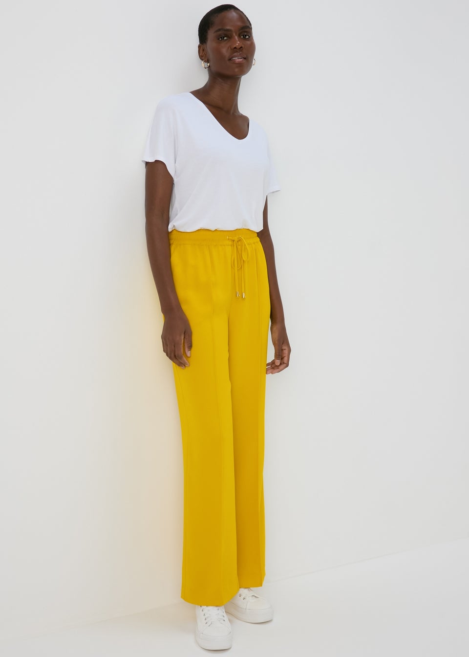 Yellow tie waist pants discount