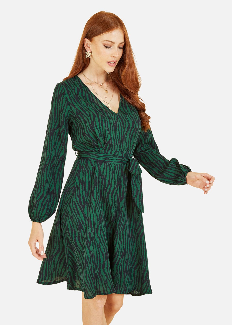 Mela Green Zebra Midi Dress