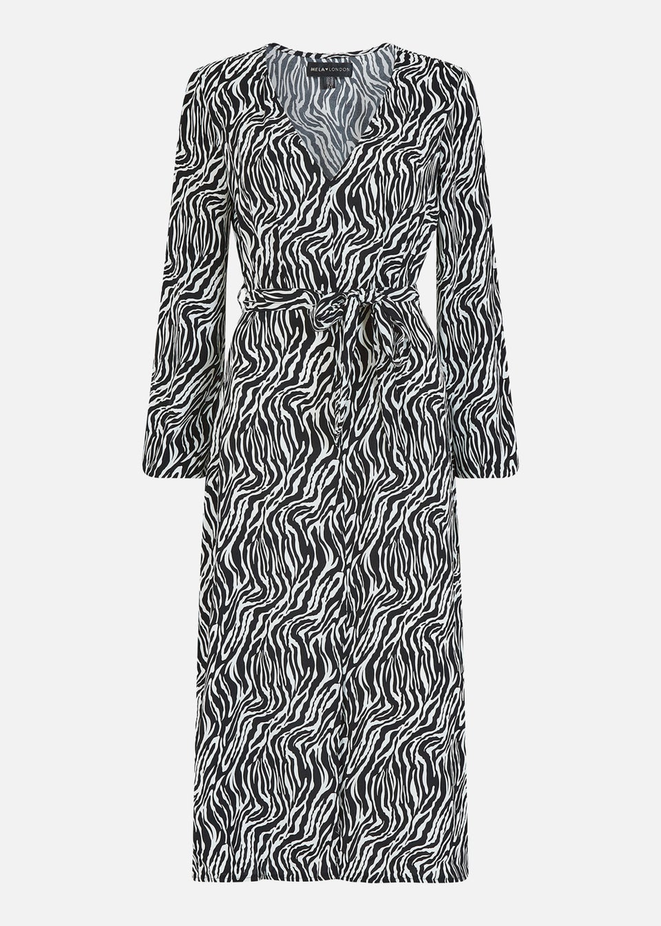 Mela Zebra Print Midi Dress In Black