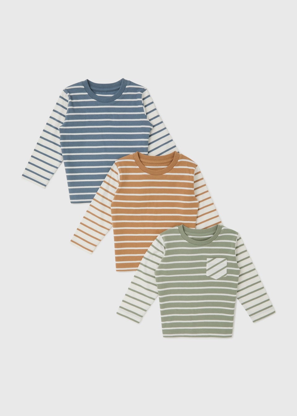 3 Pack Boys Stripe Long Sleeve T-Shirt (1-7yrs)