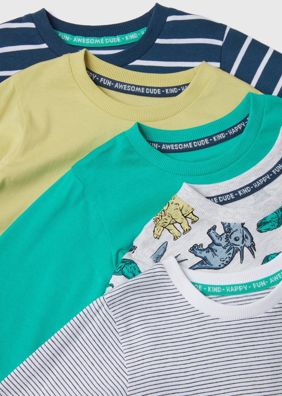 Boys 5 Pack Dinosaur Long Sleeve T-Shirts (1-7yrs)
