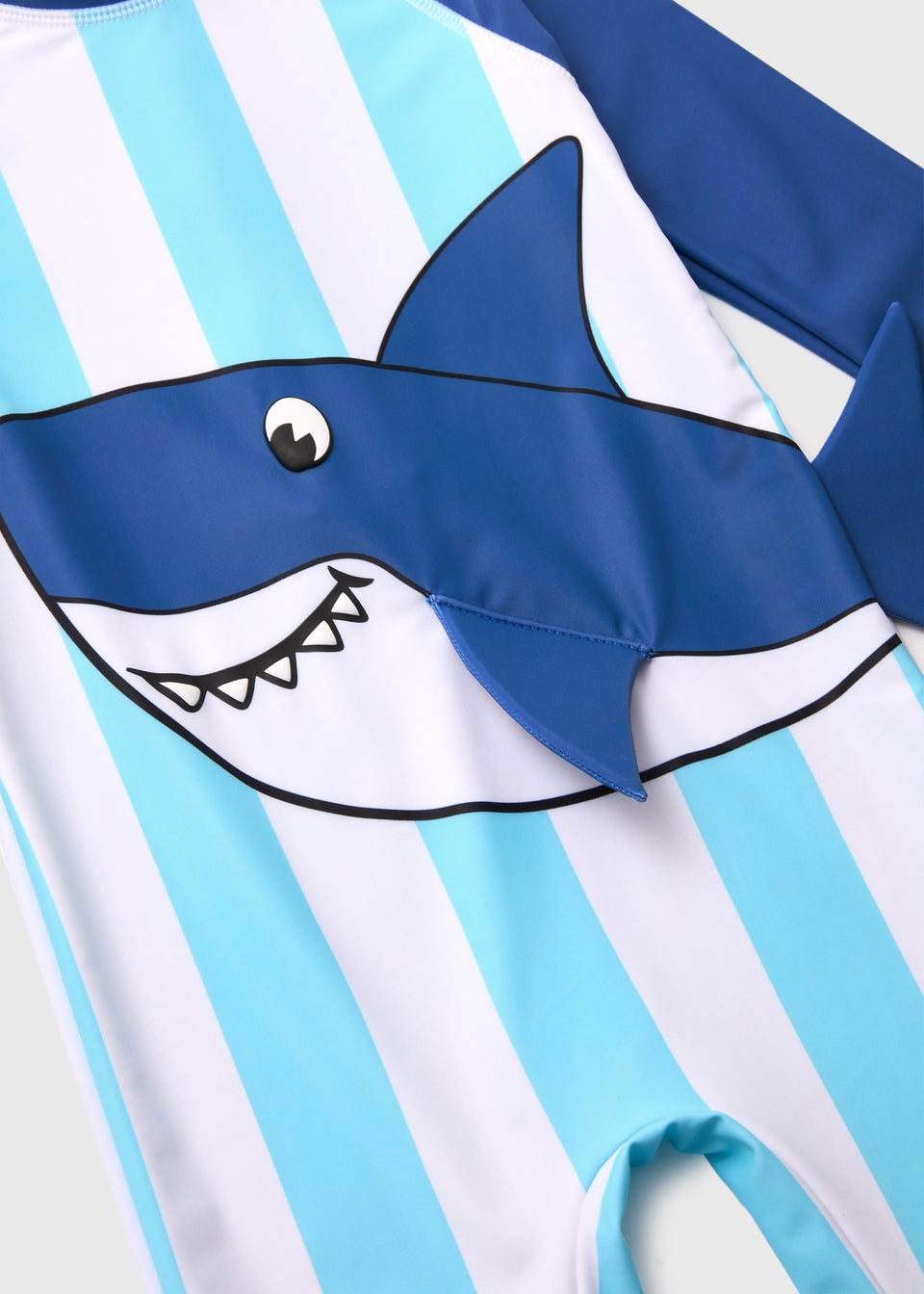 Blue Stripe Shark Swimsuit  (1mths-7yrs) - Age 7 - 1 Months
