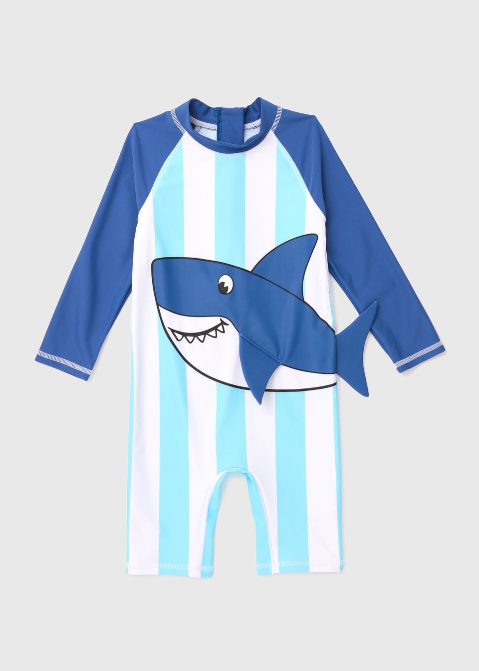 Blue Stripe Shark Swimsuit  (1mths-7yrs) - Age 7 - 1 Months