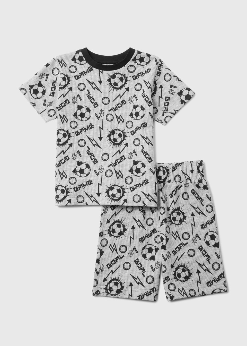 Kids Grey Football Short Pyjama Set (4-13yrs)