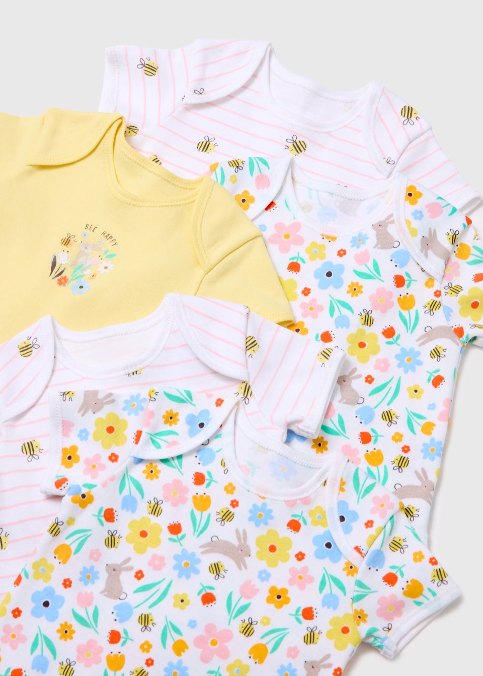 5 Pack Baby Multicoloured Bee Bodysuits (Newborn-23mths)