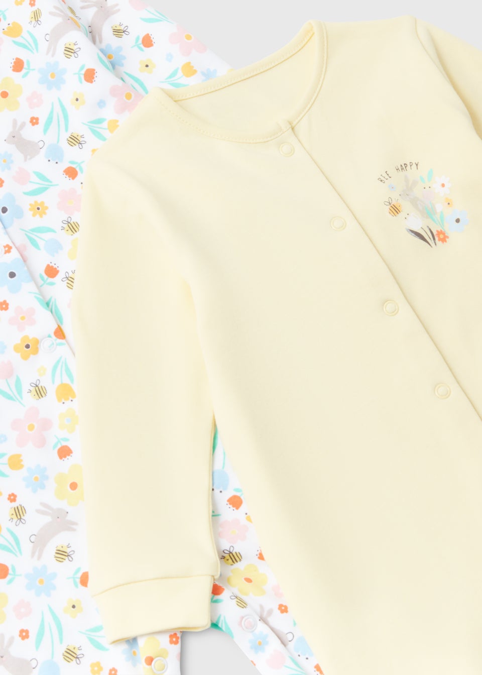 2 Pack Baby Multicoloured Bee Sleepsuits (Newborn-23mths)