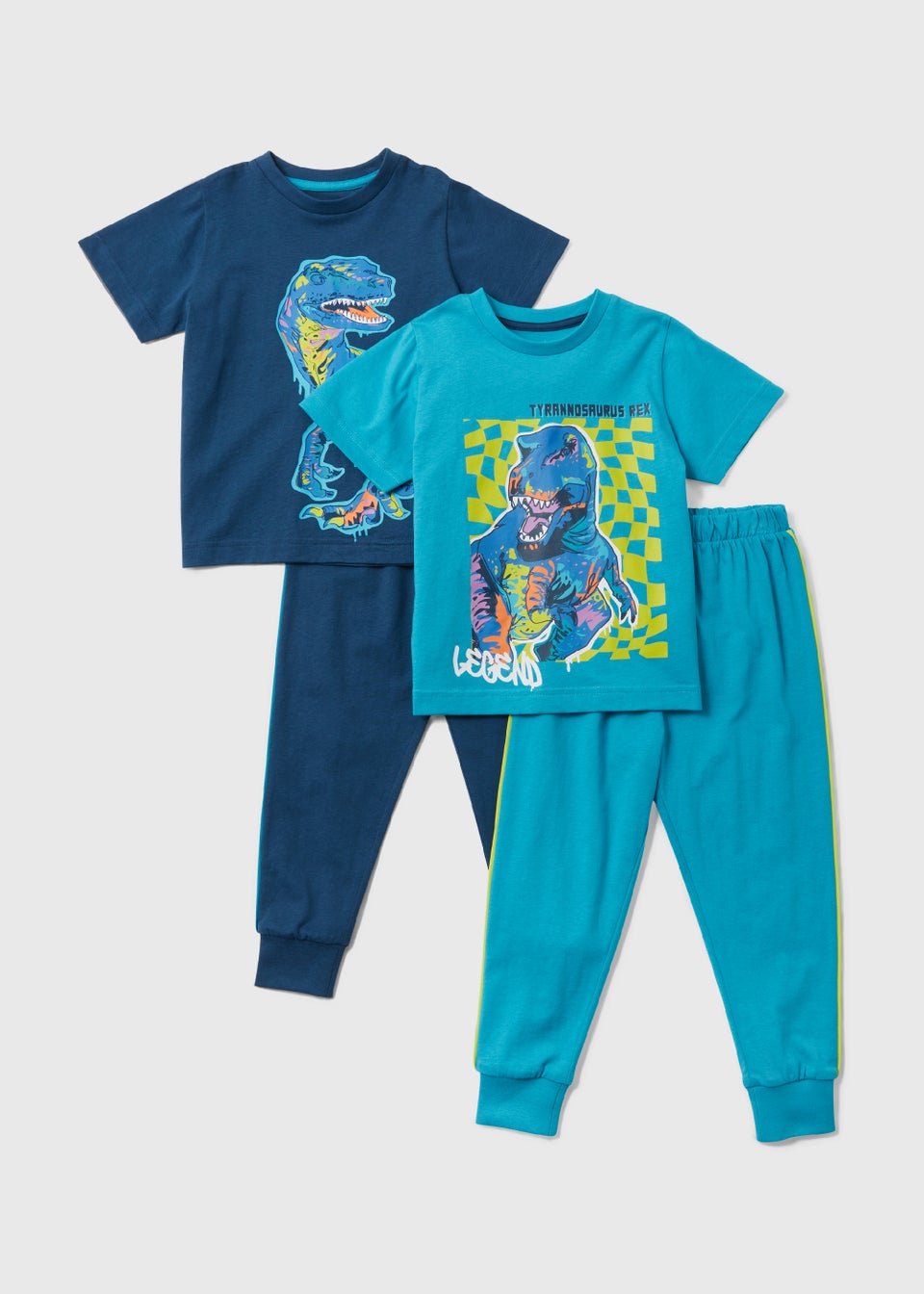 Boys Blue & Green Dinosaur Print Pyjama Sets (4-13yrs)