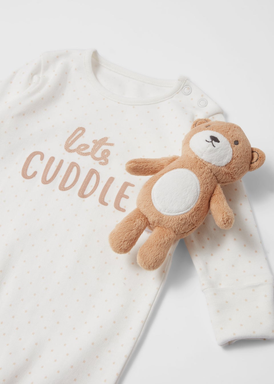 Baby Cream Sleepsuit With Teddy (Newborn-18mths)