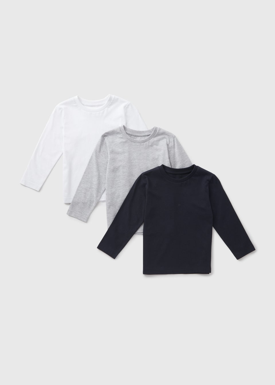 3 Pack Boys Monochrome Long Sleeve T-Shirts (1-7yrs)