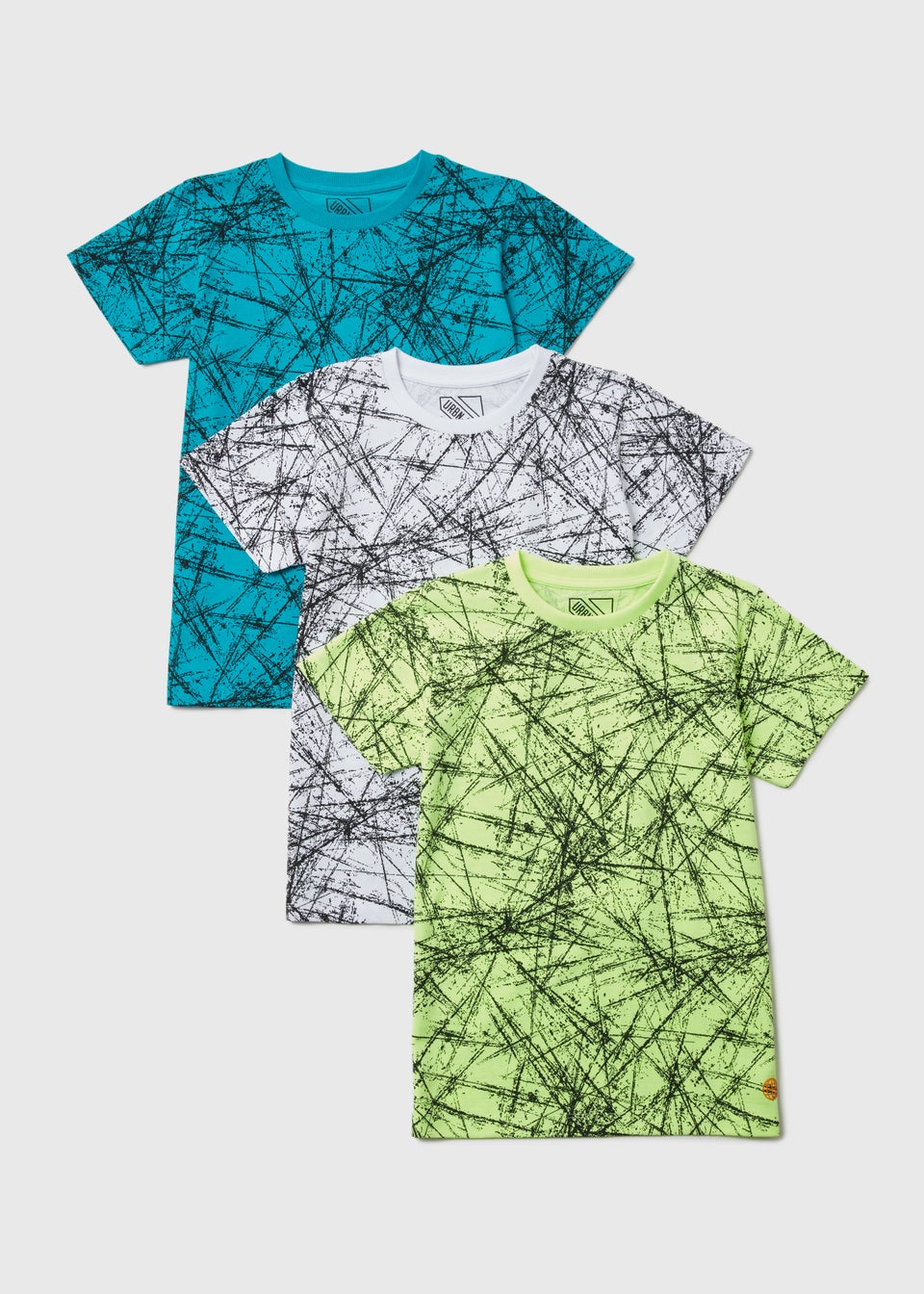 Boys 3 Pack Multicoloured Mark Print T-Shirts (7-13yrs)