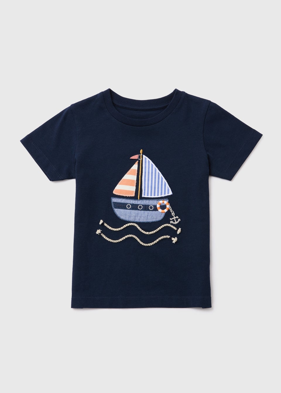 Boys Navy Boat Rope Print T-Shirt (1-7yrs)