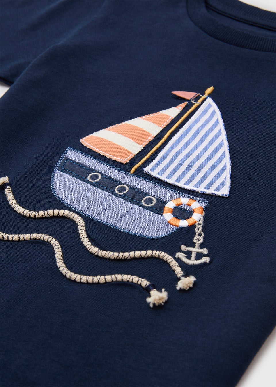 Boys Navy Boat Rope Print T-Shirt (1-7yrs)