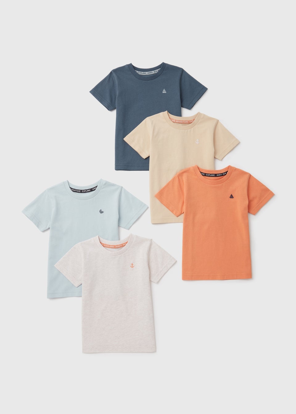 Boys 5 Pack Multi Coloured T-Shirts (1-7yrs)