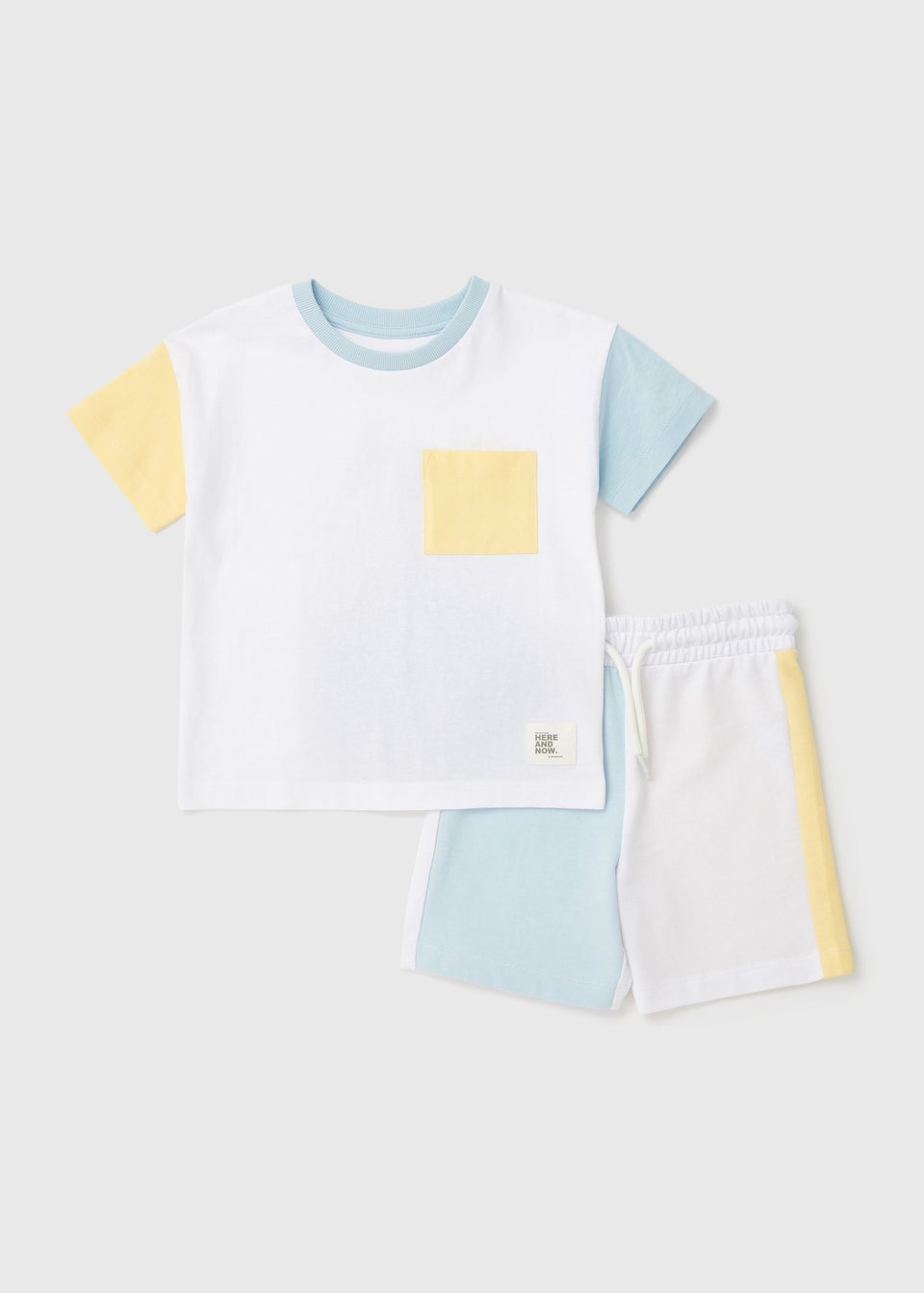 Boys Lemon Colour Block T-Shirt & Shorts Set (1-7yrs)