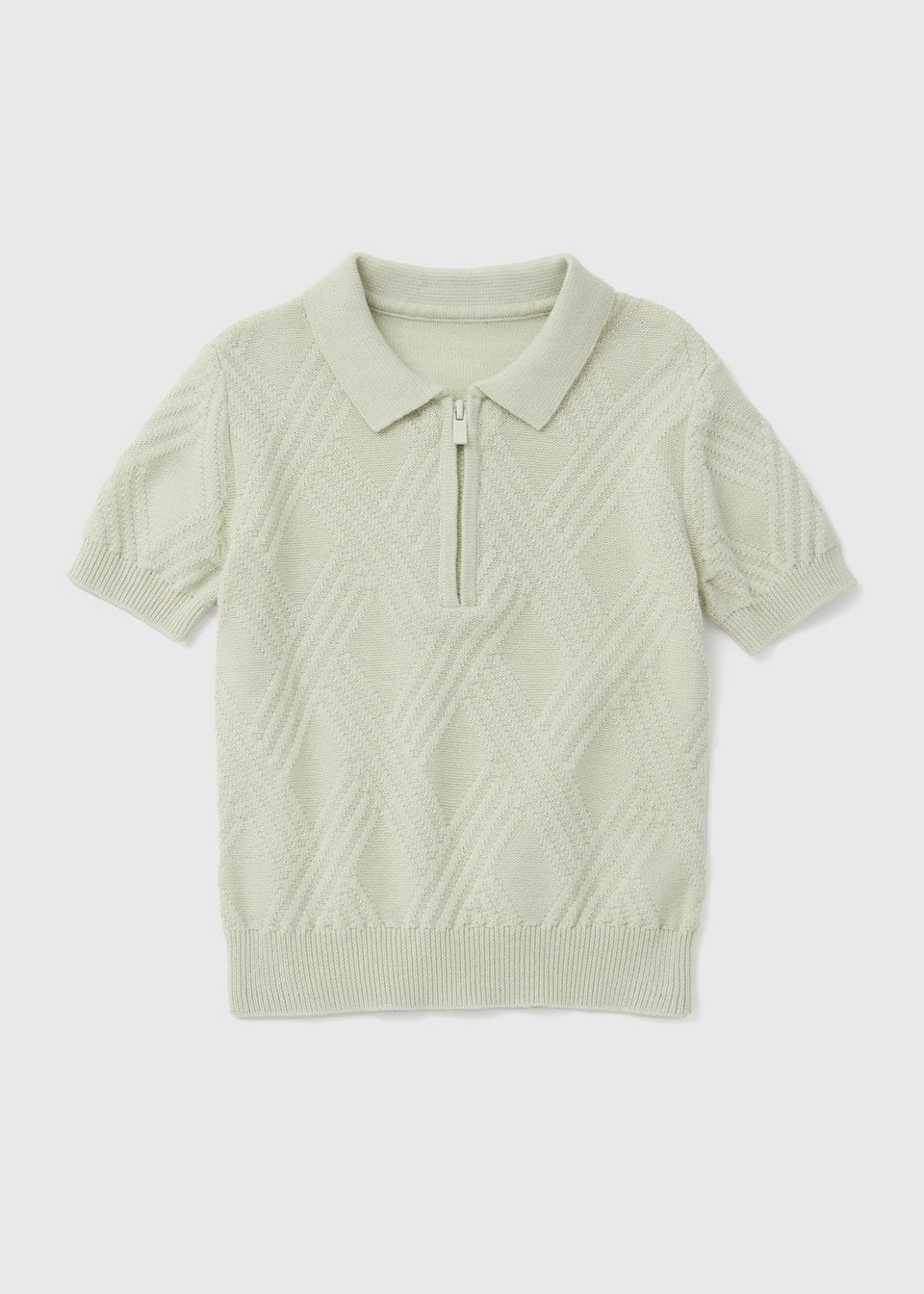 Boys Green Diamond Knitted Polo Shirt (1-7yrs)