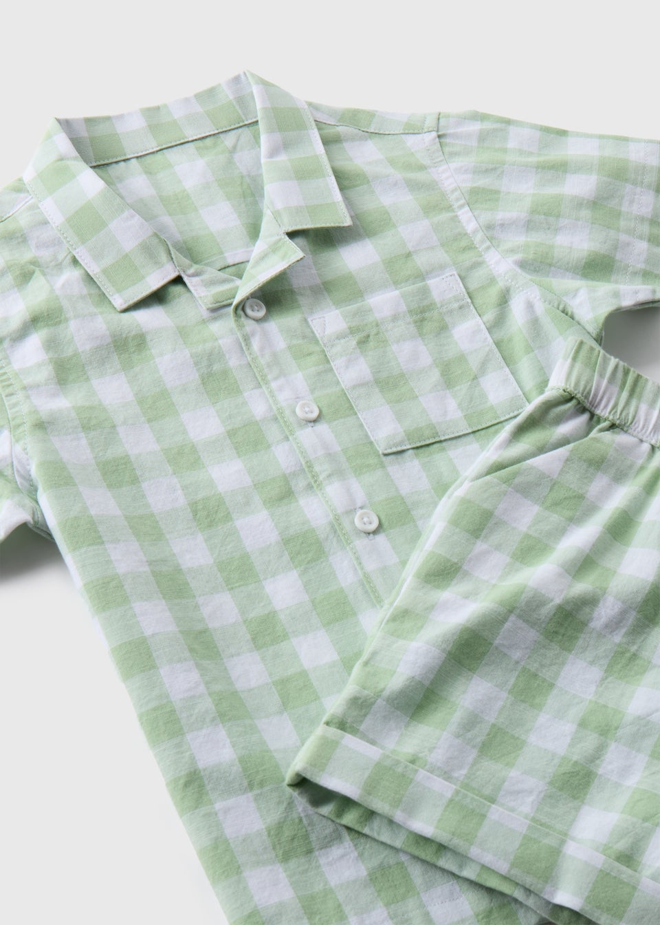 Boys Green Gingham Shirt & Shorts Set (1-7yrs)