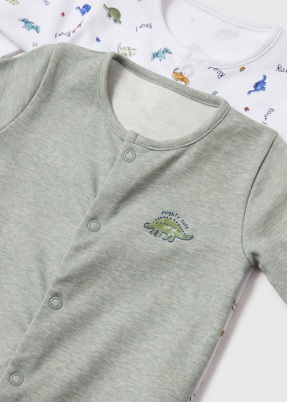Baby 2 Pack Green Dino Sleepsuits (Newborn-23mths)