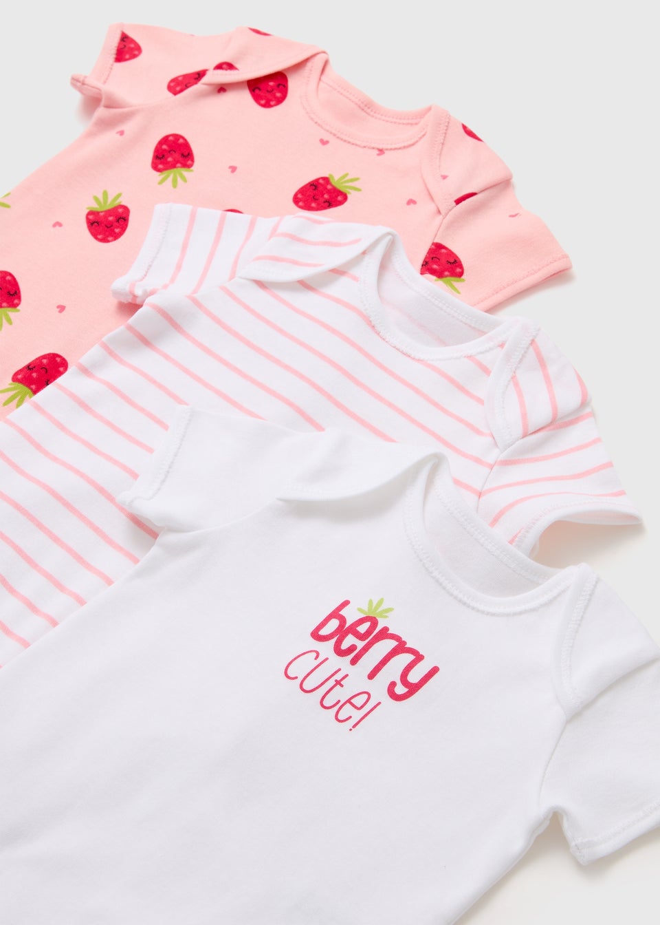 Baby 5 Pack Pink Strawberry Bodysuits (Newborn-23mths)