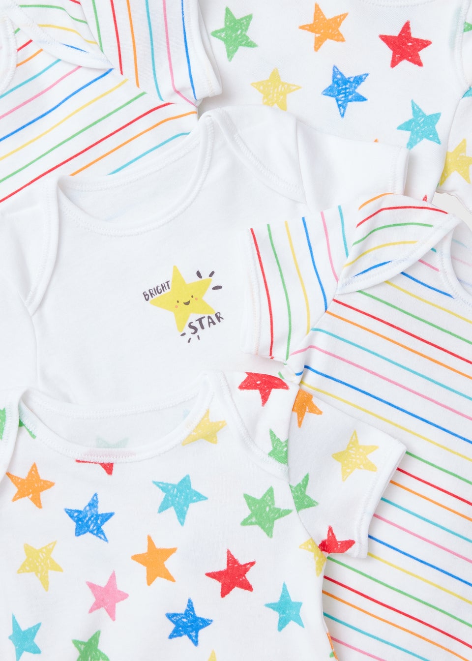 Baby 5 Pack Grey Star Bodysuits (Newborn-23mths)
