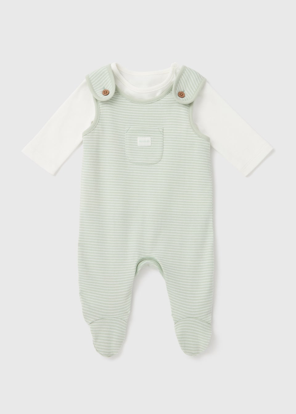 Baby Sage Stripe Dungaree Set (Newborn-12mths)