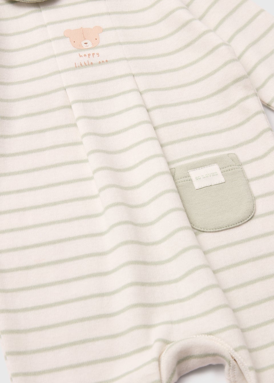 Baby Sage Stripe Bear Sleepsuit (Newborn-12mths)