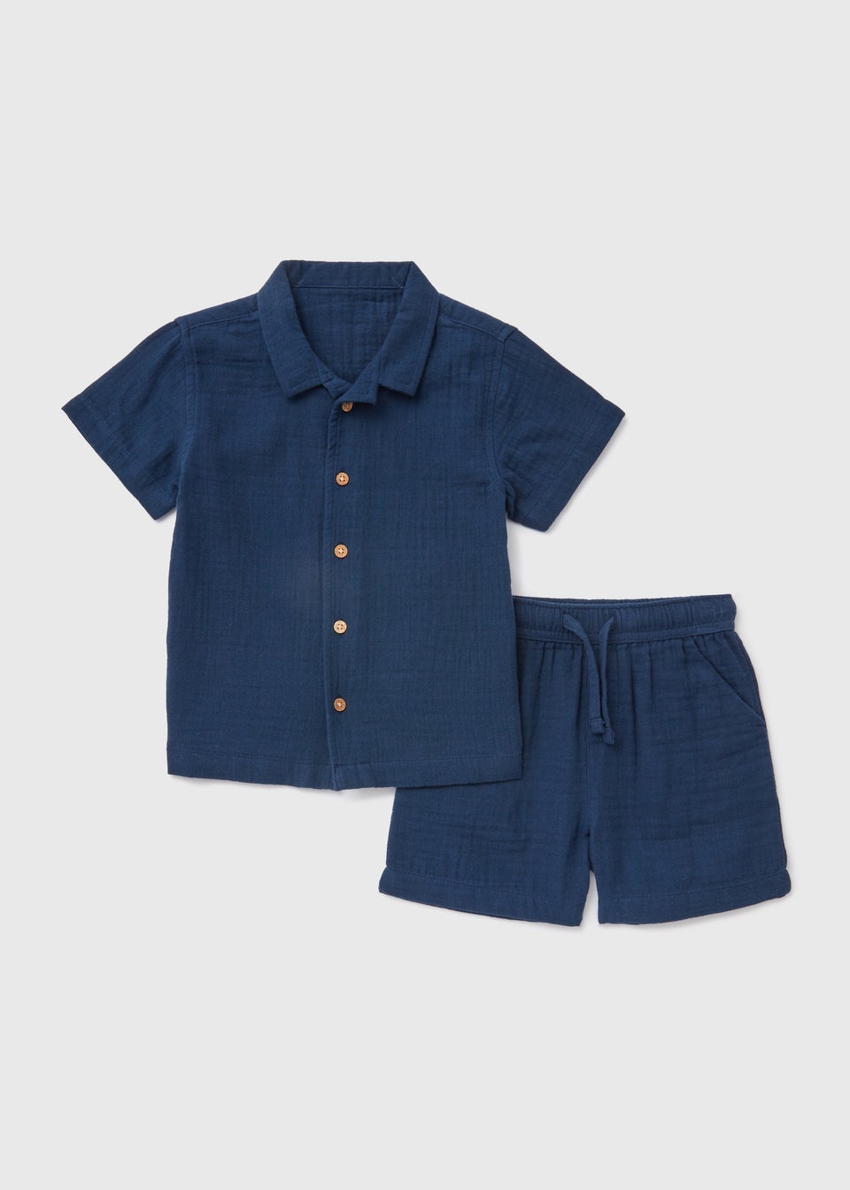 Boys Navy Cotton Shirt & Shorts Set (1-7yrs)