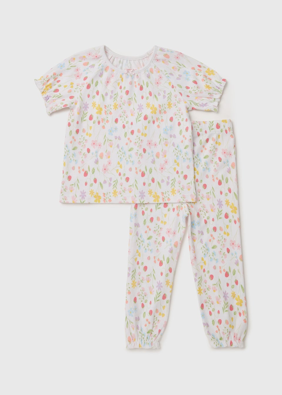 Girls White Floral Spring Pyjama Set (9mths- 5yrs)