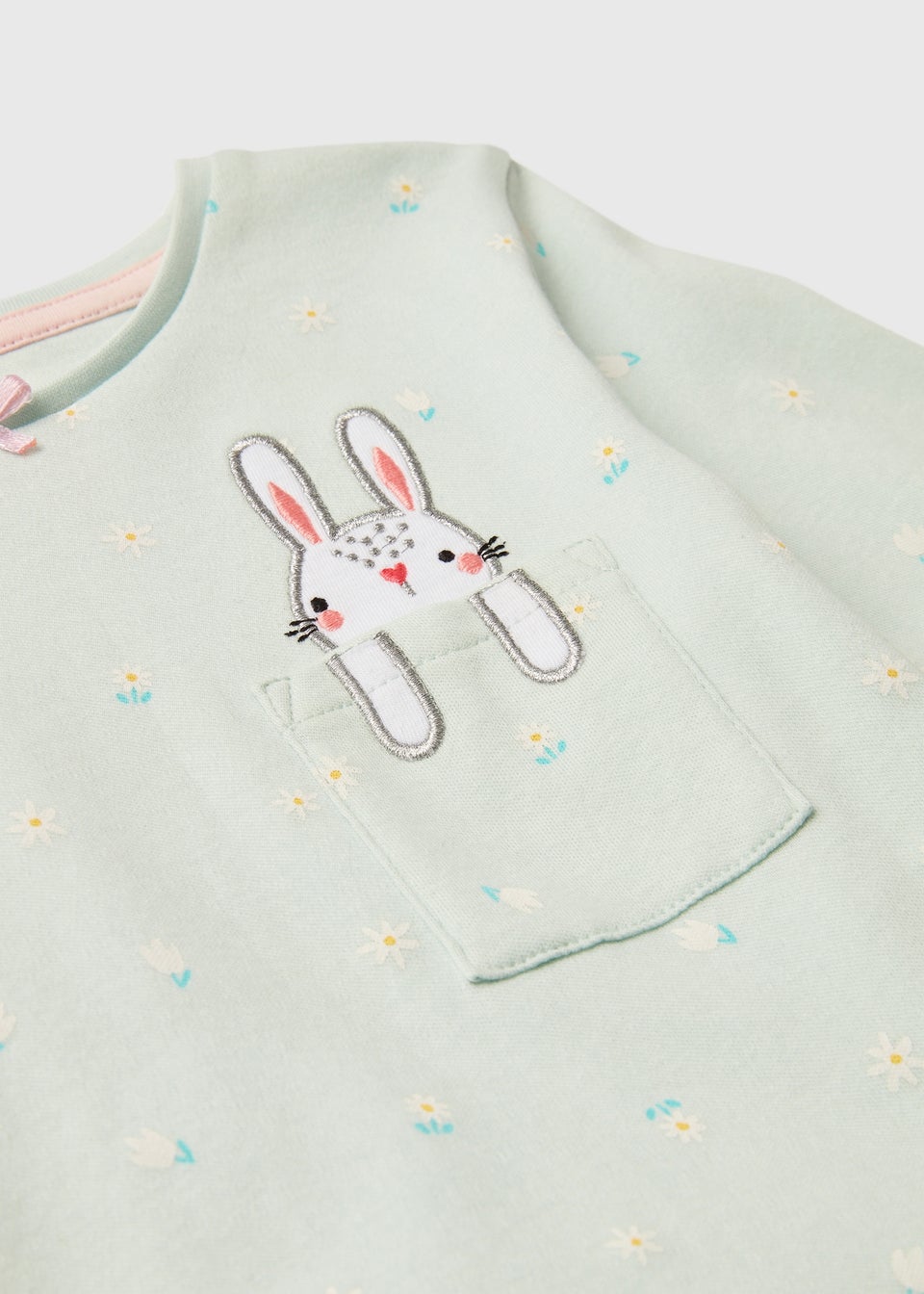 Girls 2 Pack Aqua Floral Bunny Pyjama Set (9mths- 5yrs)