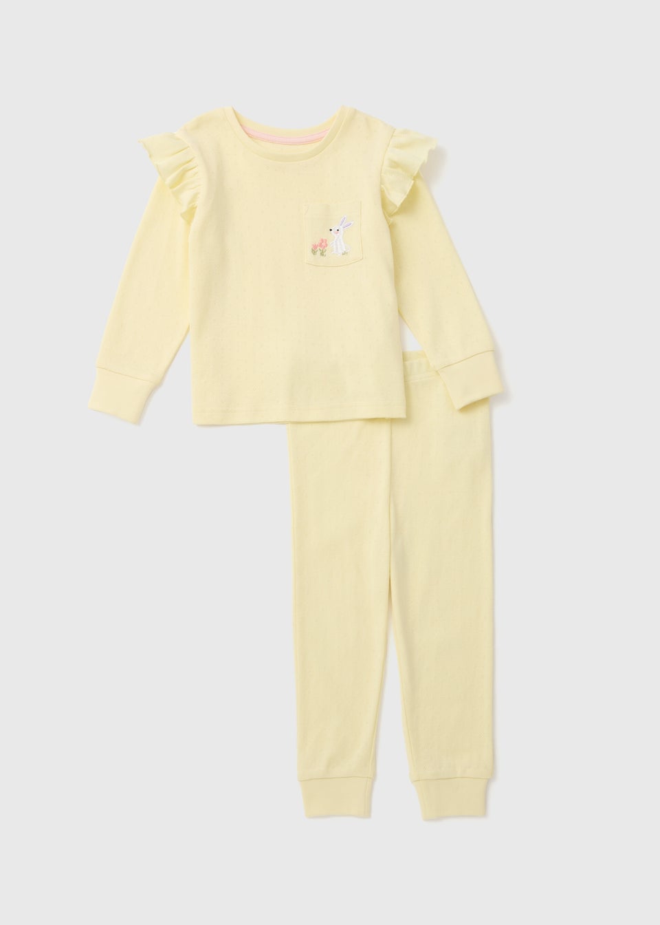 Girls Yellow Bunny Pocket Pointelle Pyjama Set (9mths-5yrs)