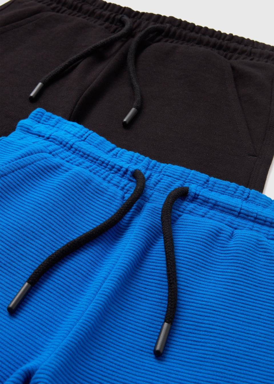 Boys 2 Pack Black & Blue Ribbed Texture Jogger Shorts (7-13yrs)