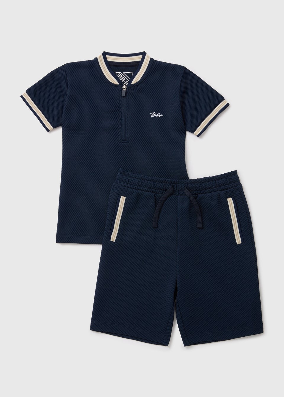 Boys Navy Baseball Pique Polo Shirt & Shorts Set (7-12yrs)