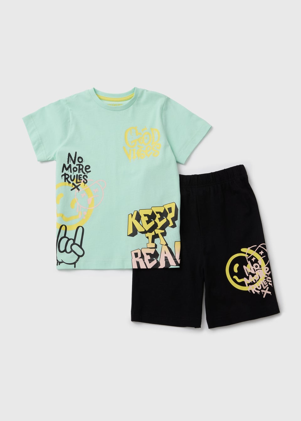 Boys Mint Graffiti Pyjama Set (4-13yrs)