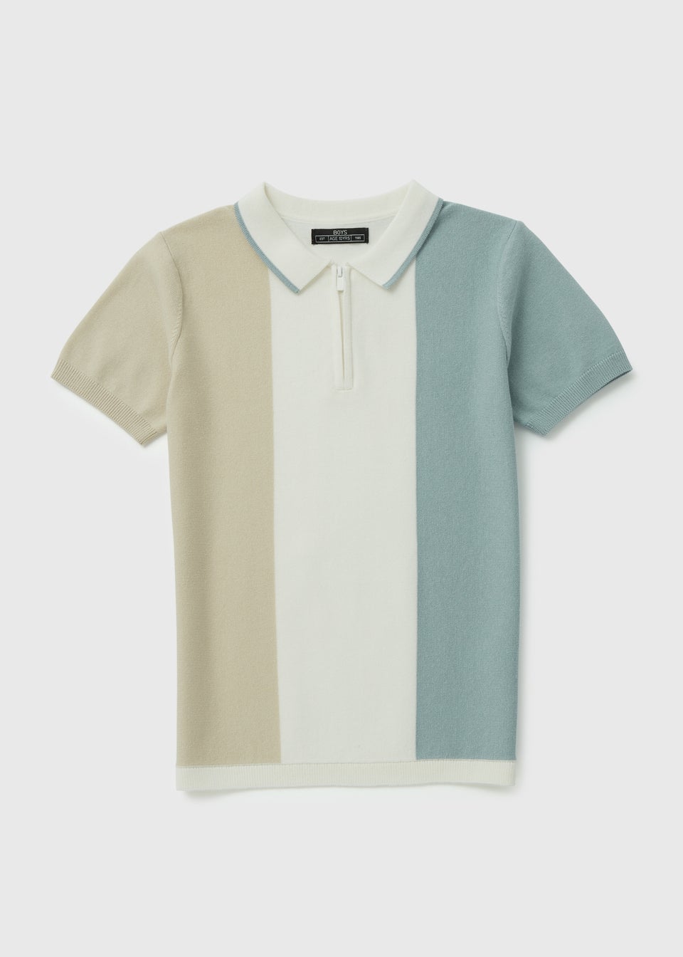 Boys Grey Colour Block Polo Shirt (7-13yrs)