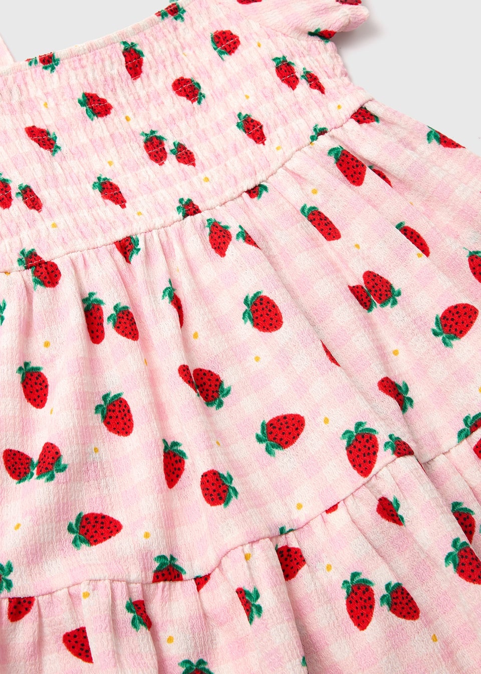 Girls Pink Strawberry Print Crinkle Dress (1-7yrs)