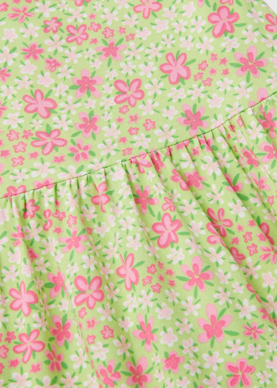 Girls Green Flower Print Viscose Dress (1-7yrs)