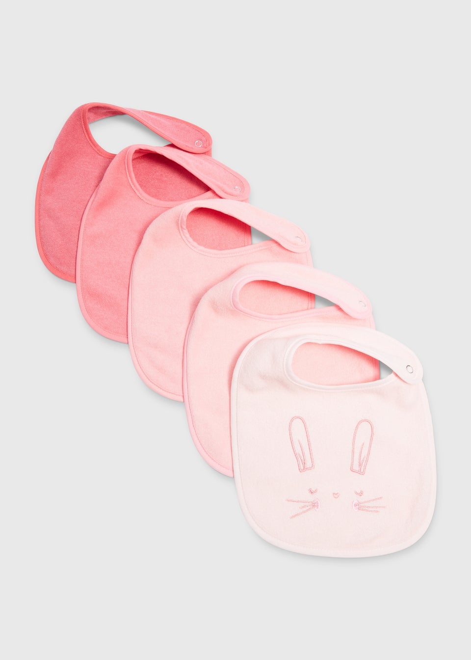 Baby 5 Pack Pink Terry Bunny Bibs