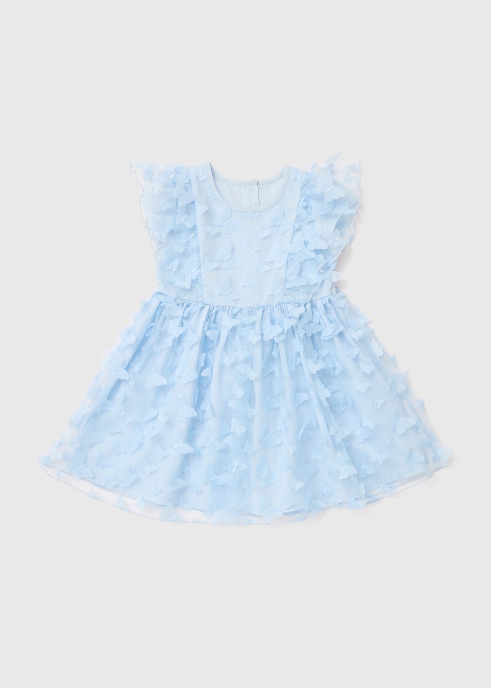 Blue 3D Butterfly Dress for Girls (1-7yrs)
