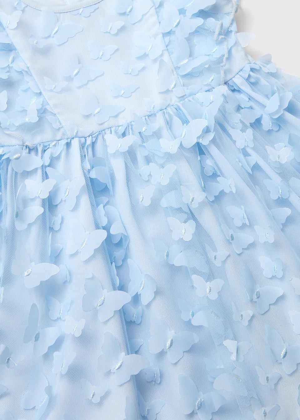 Blue 3D Butterfly Dress for Girls (1-7yrs)