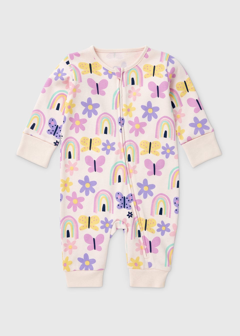 Baby Pink Multicolour Rainbow Footless Sleepsuit (Newborn-18mths)
