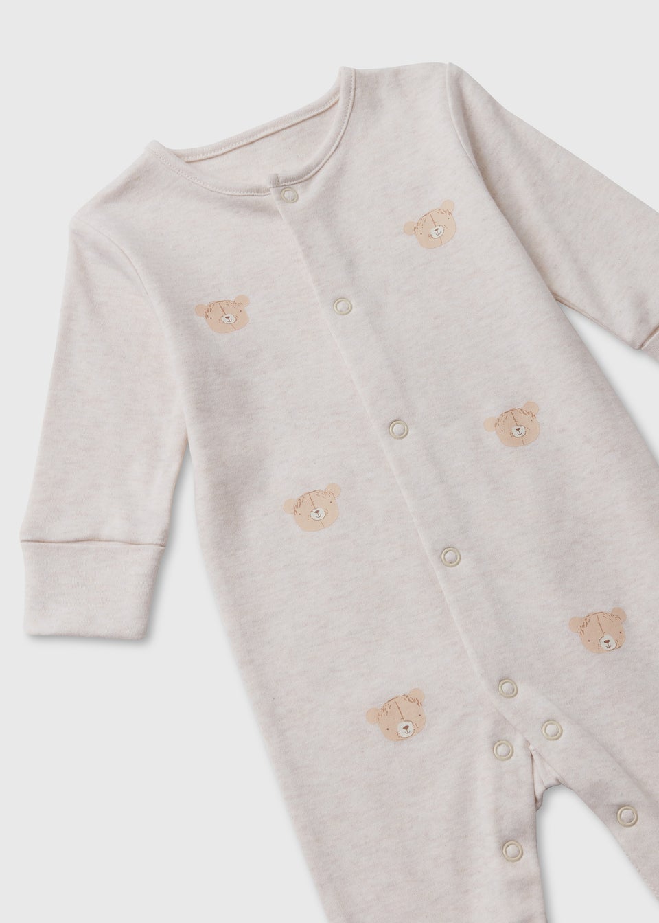 Baby Oatmeal Marl Bear Sleepsuit (0-18mths)